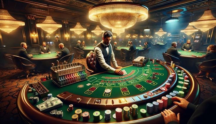 Kartu blackjack terbuka bernuansa ungu